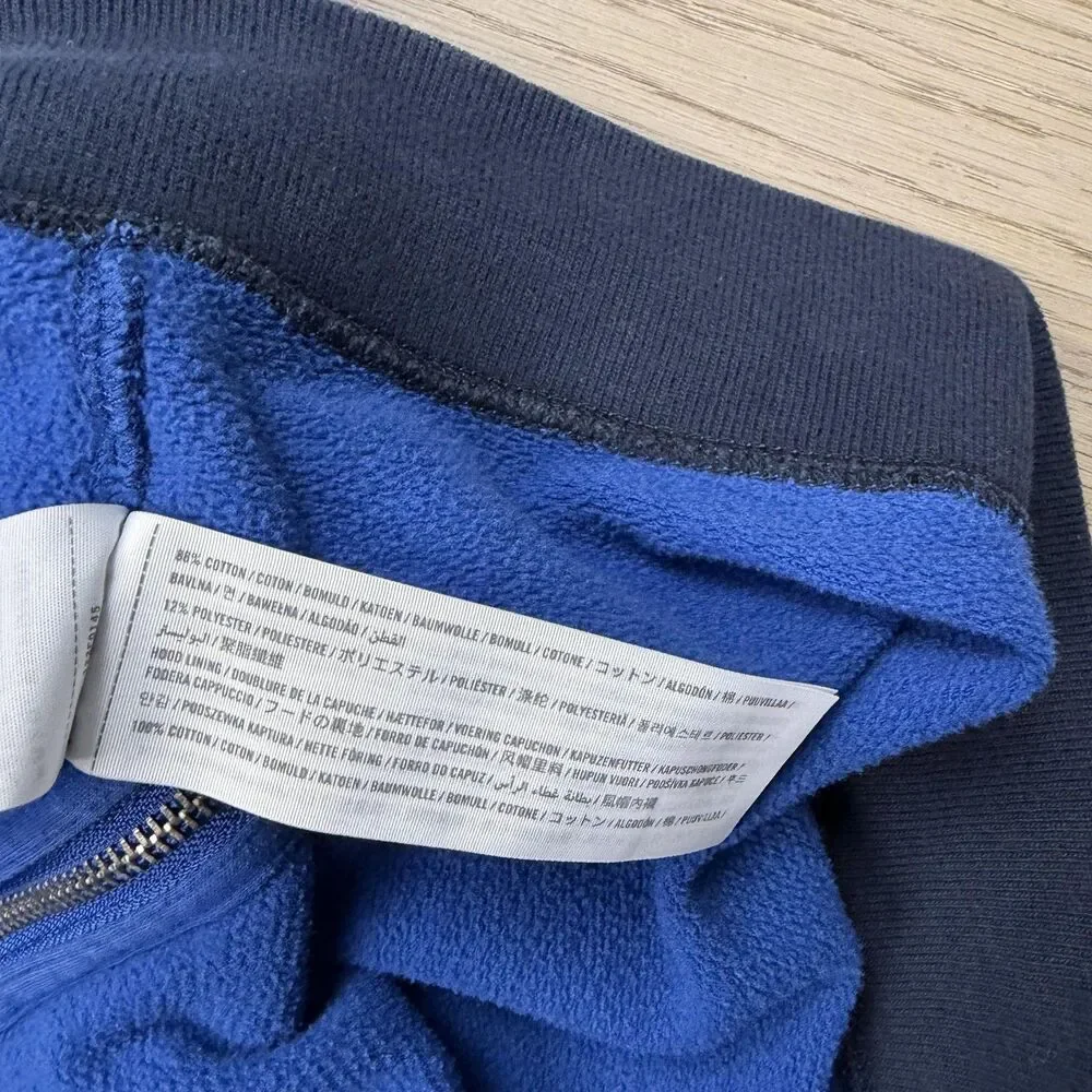 Abercrombie & Fitch Hoodie Mens Small Blue Full Zip Fleece Moose Logo Lined